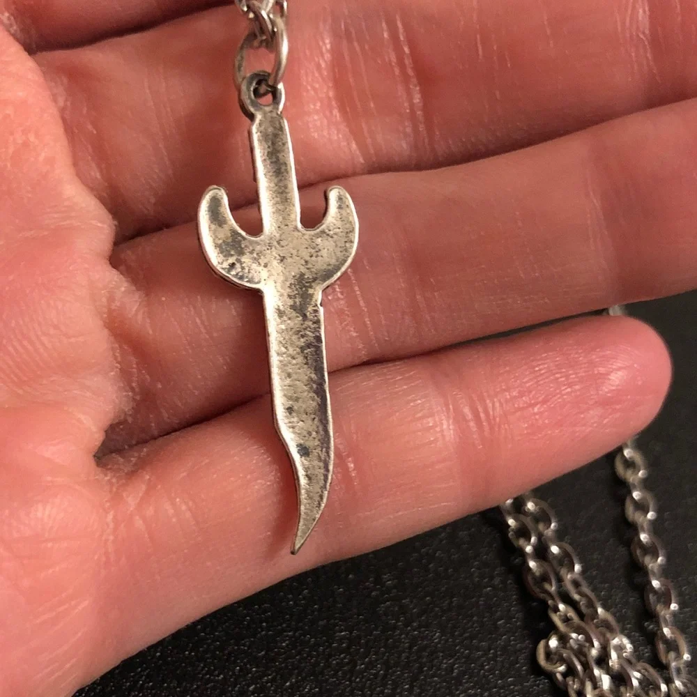 Harley Davidson Silver-Tone Dagger Pendant Necklace